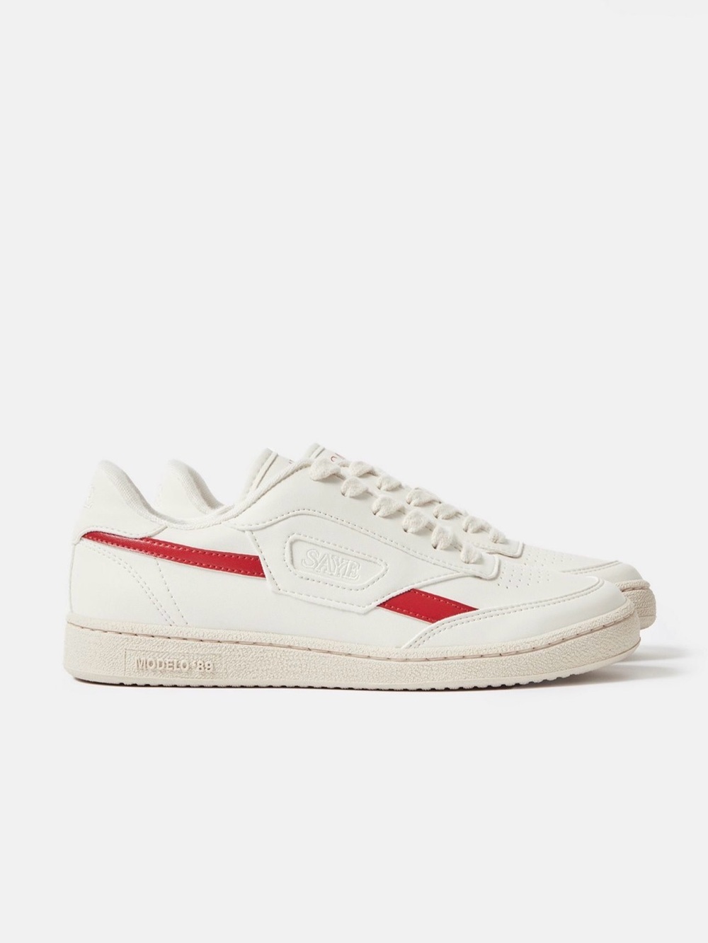 SAYE Modelo '89 Vegan Apple Sneakers | White Sneakers with Red Accent